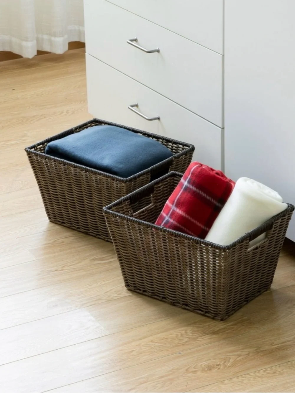 Better Homes & Gardens Large Poly Rattan Storage Baskets with handles - Set of 2